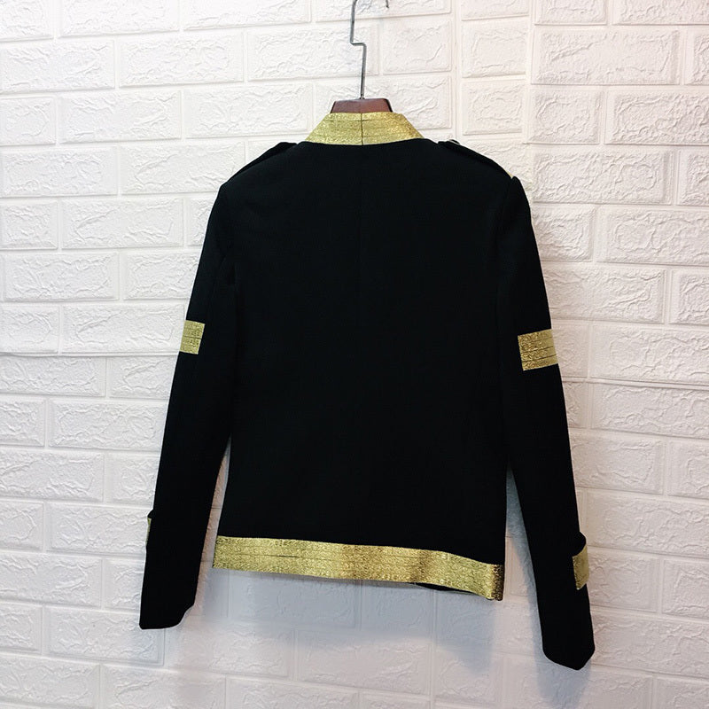 Black Gold V Lapel Stage Costume Style Men Blazer