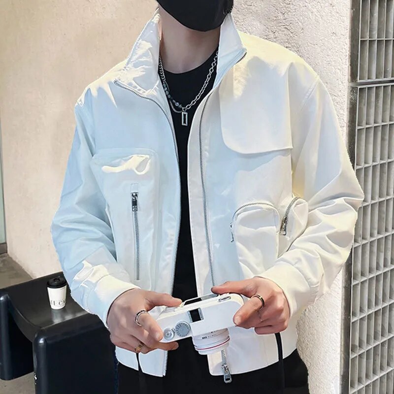 Solid with Pockets Zipper Jacket
