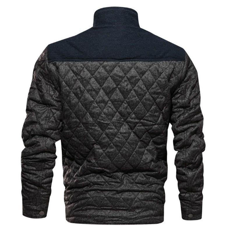 Ash Gray Diamond Quilt Men Warm Jacket - FanFreakz
