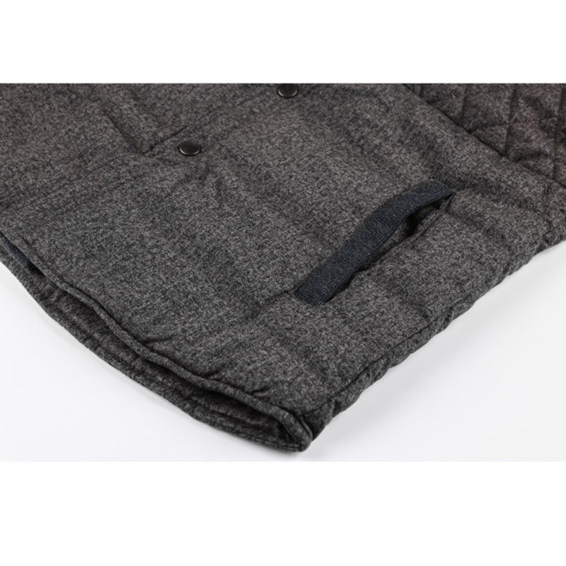 Ash Gray Diamond Quilt Men Warm Jacket - FanFreakz