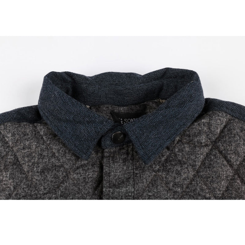 Ash Gray Diamond Quilt Men Warm Jacket - FanFreakz