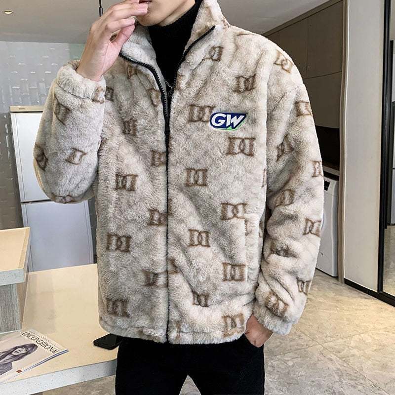 Double D Letter Faux Leather Jacket