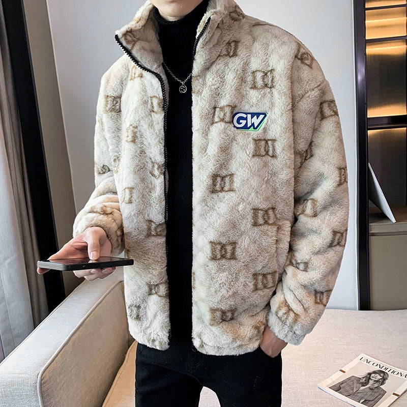 Double D Letter Faux Leather Jacket