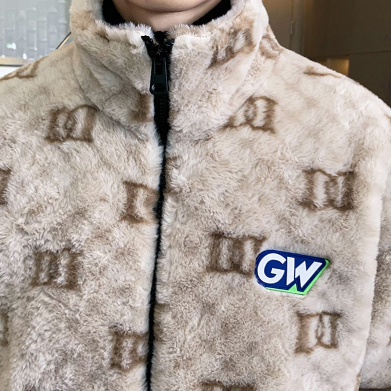 Double D Letter Faux Leather Jacket