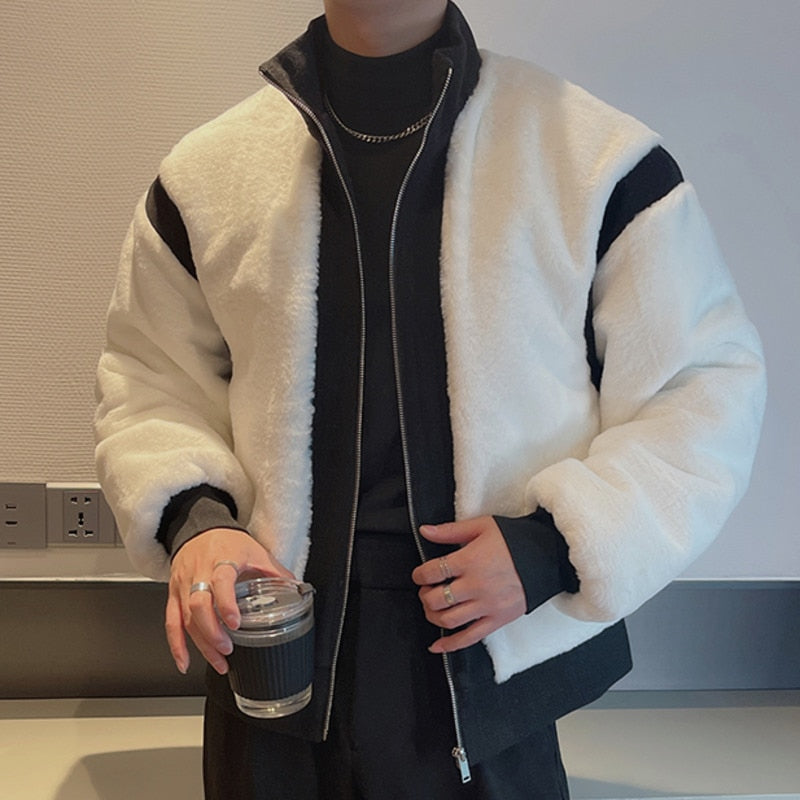 Chaqueta de dos colores contrastantes de empalme