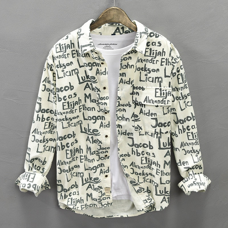 Letters and Names Printed Long-Sleeved Shirts