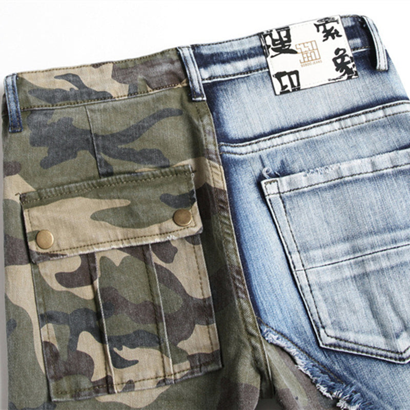 Camouflage Stitching Deco Slim Jeans