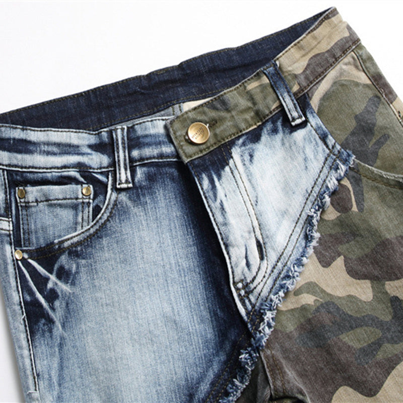 Camouflage Stitching Deco Slim Jeans