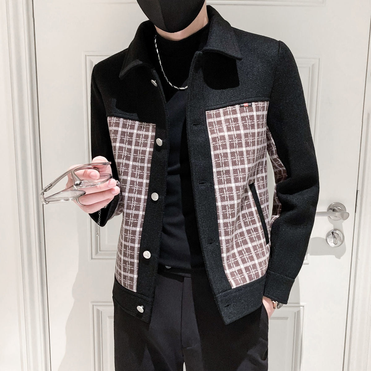 Chaqueta con patrón de cuadros de doble cara