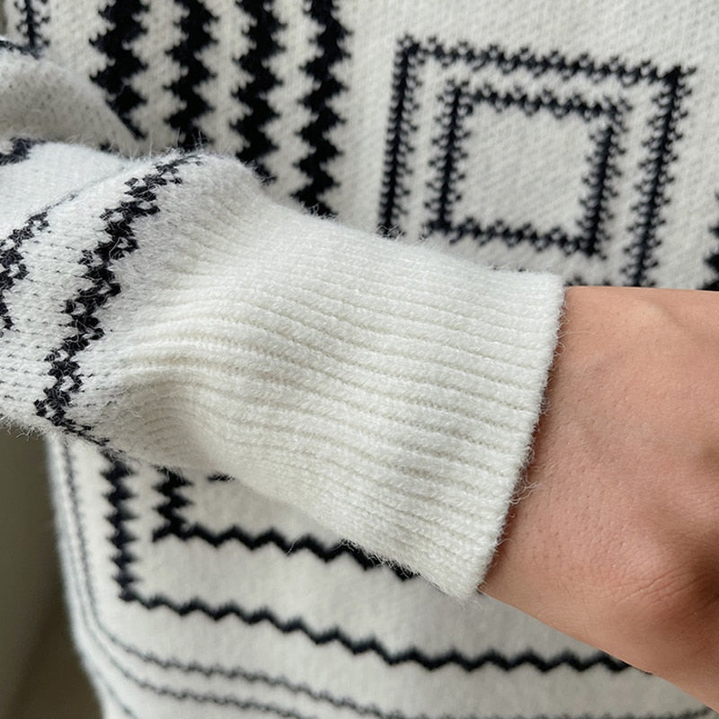 Raven Square Printed Pattern Sweater