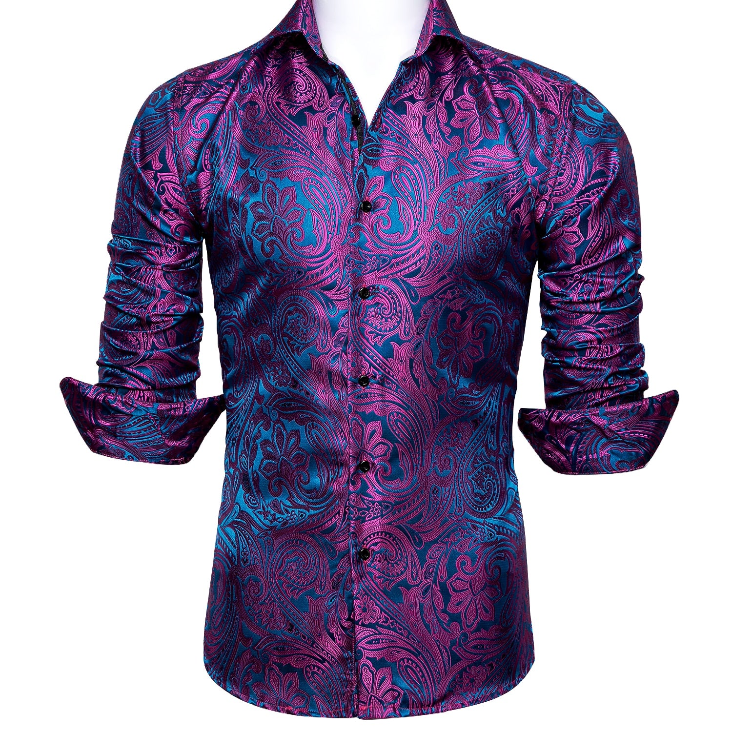 Elegante camisa de manga larga con estampado floral lujoso