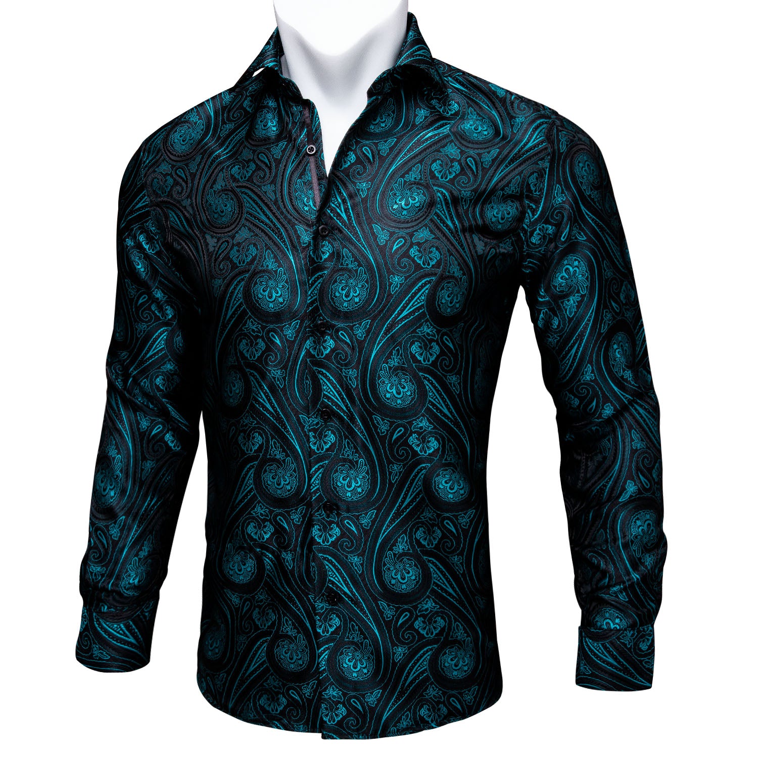 Paisley Jacquard Embossed Chemise à manches longues pour hommes