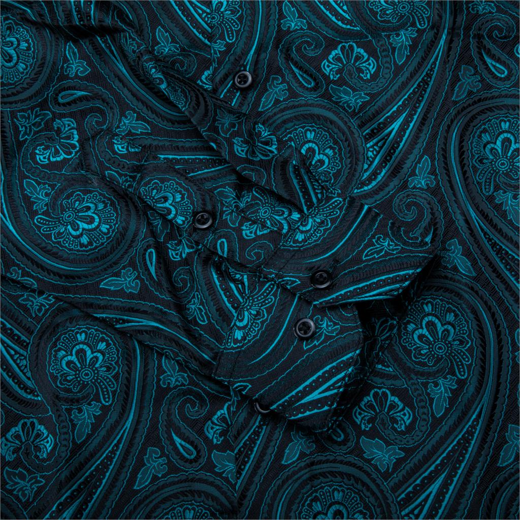 Paisley Jacquard Embossed Chemise à manches longues pour hommes