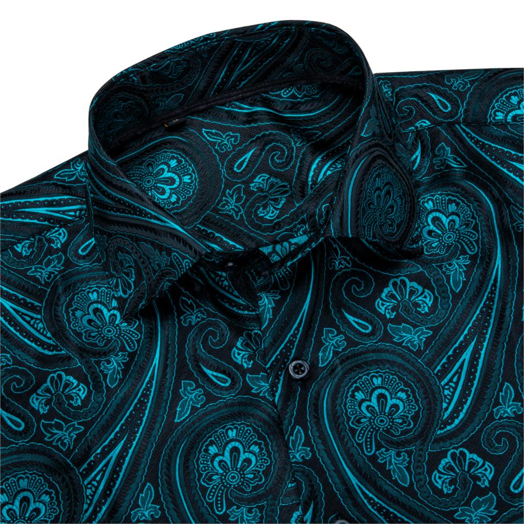 Paisley Jacquard Embossed Chemise à manches longues pour hommes