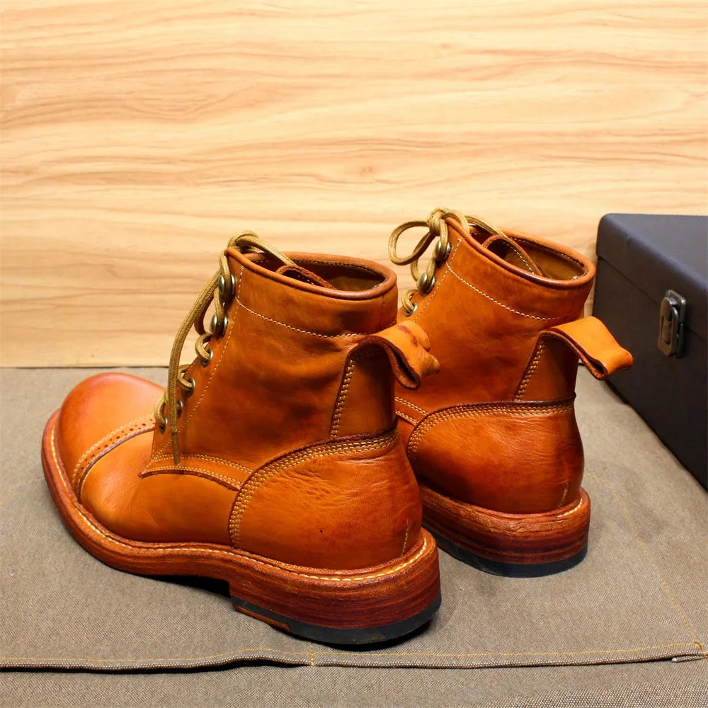 Solid Full Grain Leather Ankle Boots