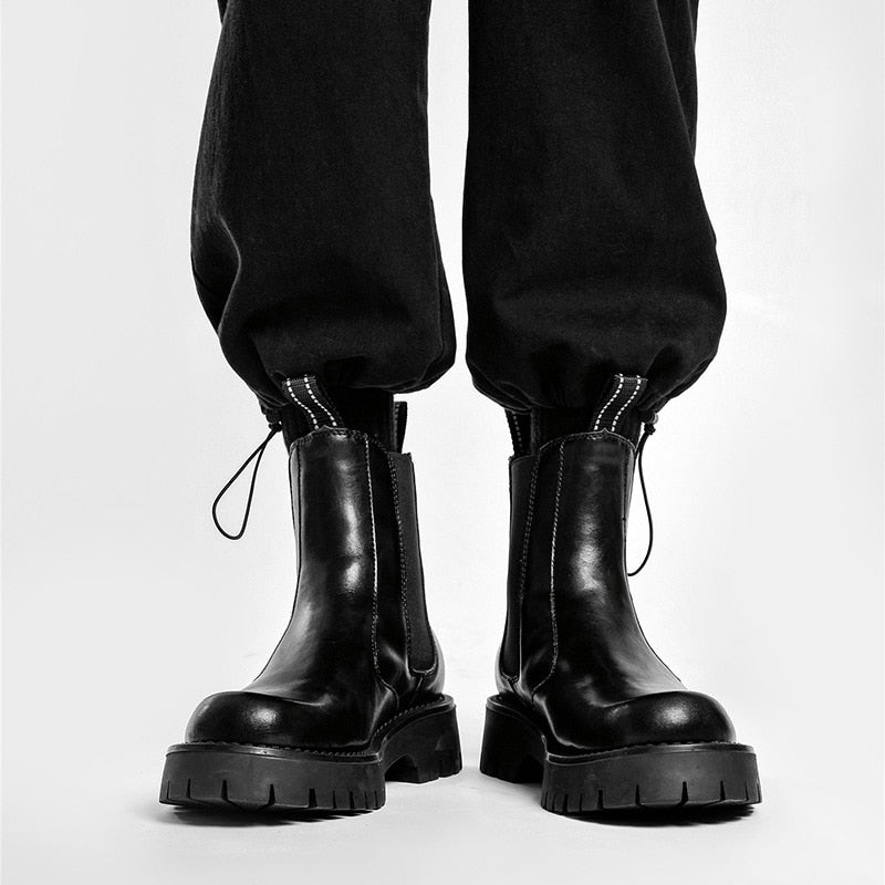 Bottines Chelsea en cuir fendu foncé