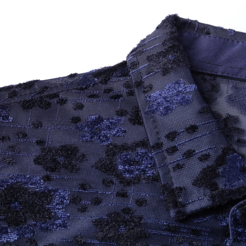 Chemise à manches longues Sexy See Through Black Navy Blooming Men