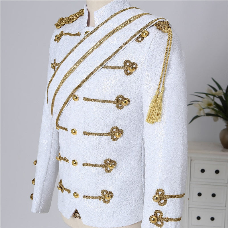 Polyester England Style Mandarin Collar Blazer