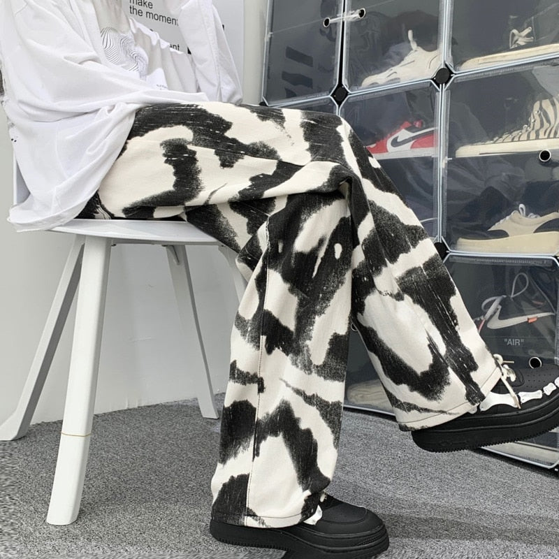 Blue Black Tie-Dye Baggy Jeans