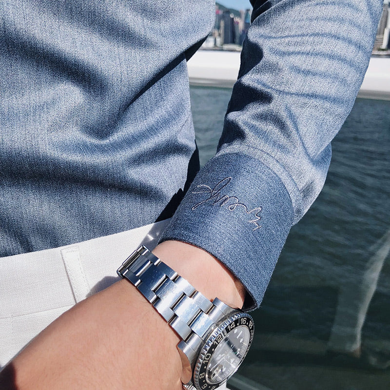 Solid Basic Business Men Long Sleeves Shirt