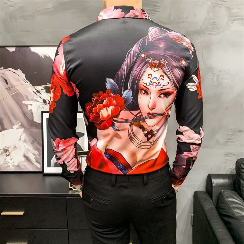 Rose Girl Printed Long Sleeve Shirt