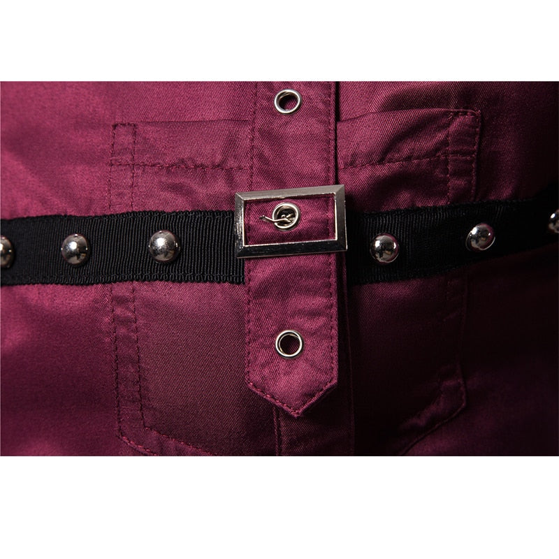 Camisa de estilo gótico con remaches en el pecho para hombre