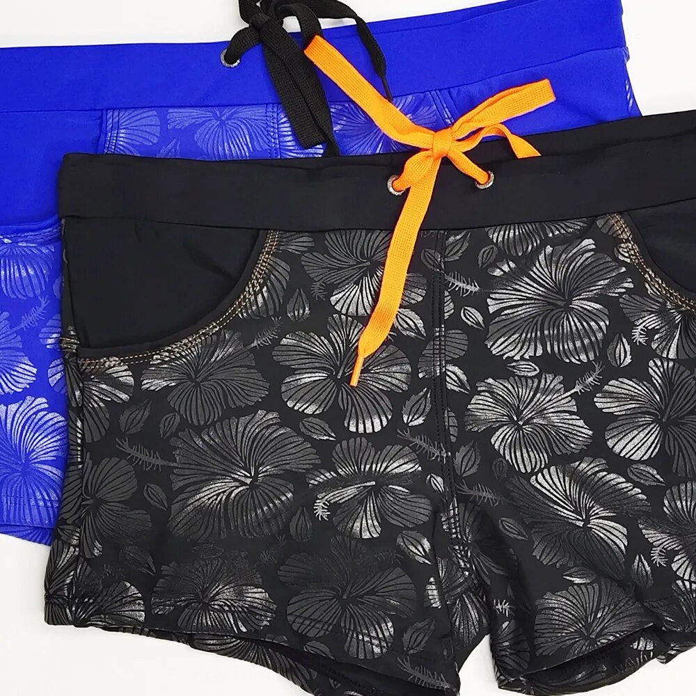 Floral Pattern Drawstring Closure Boxer