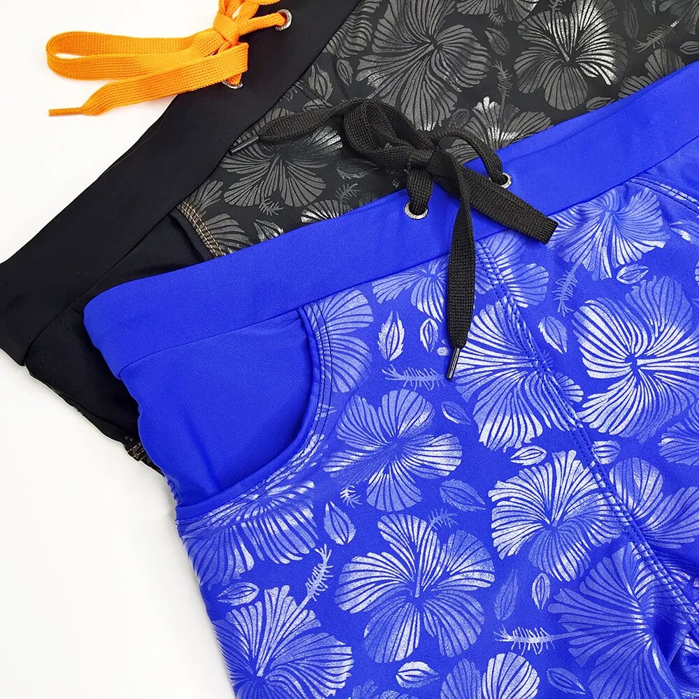 Floral Pattern Drawstring Closure Boxer