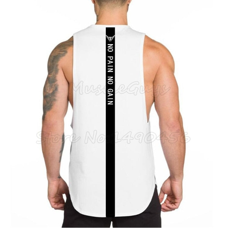 No Pain No Gain Back Line Printed Tank Top