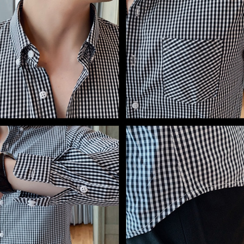 Casual Turn-Down Collar Plaid Shirts