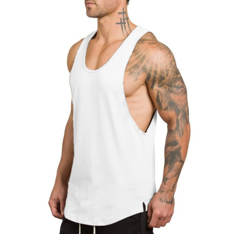 Badge Decorated Solid Color Fitness Tank Top