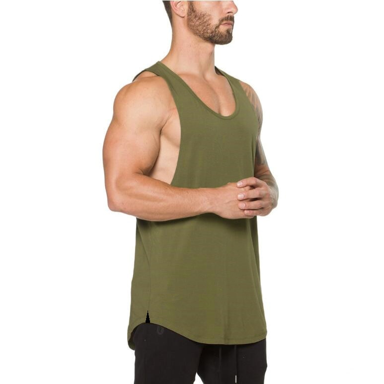 Badge Decorated Solid Color Fitness Tank Top