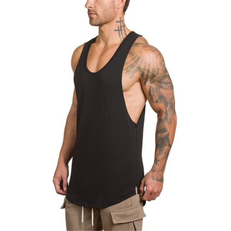 Badge Decorated Solid Color Fitness Tank Top
