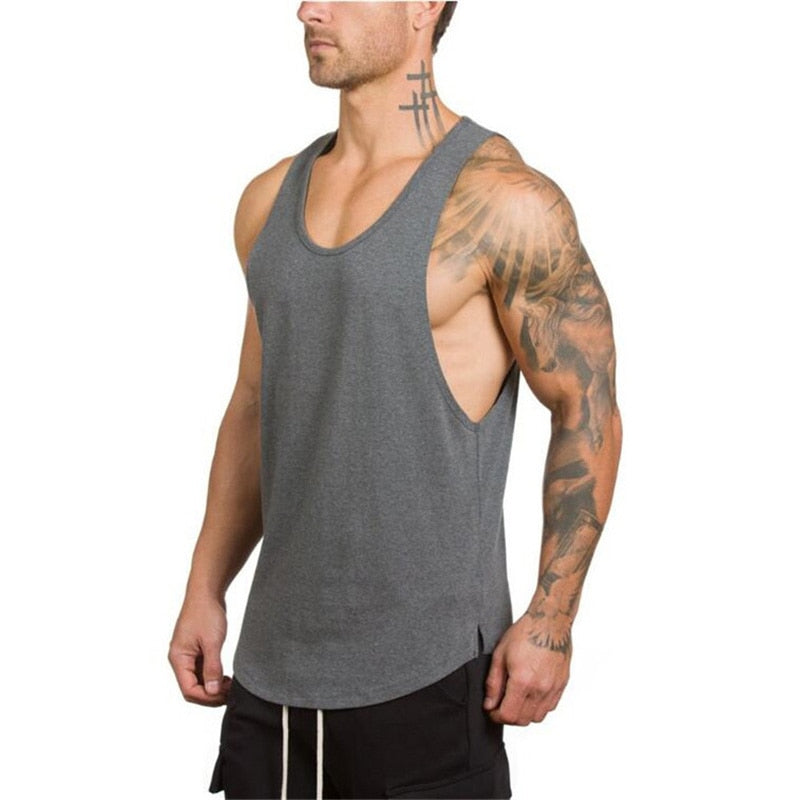 Badge Decorated Solid Color Fitness Tank Top