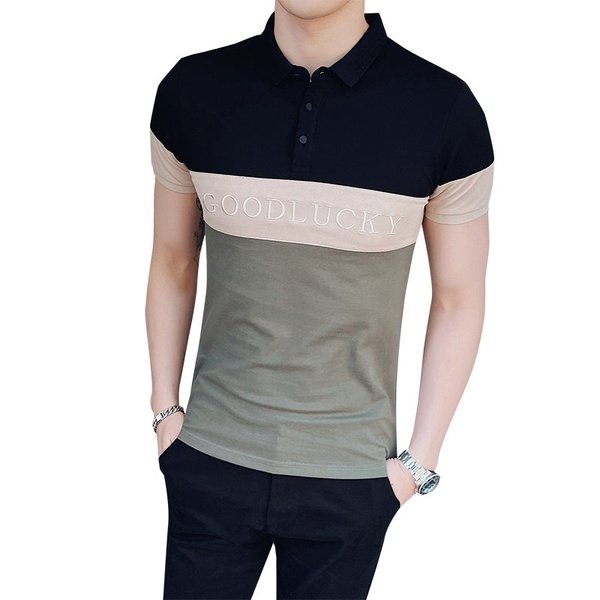 Three Colors Men Polo Shirt Chest Embroidery