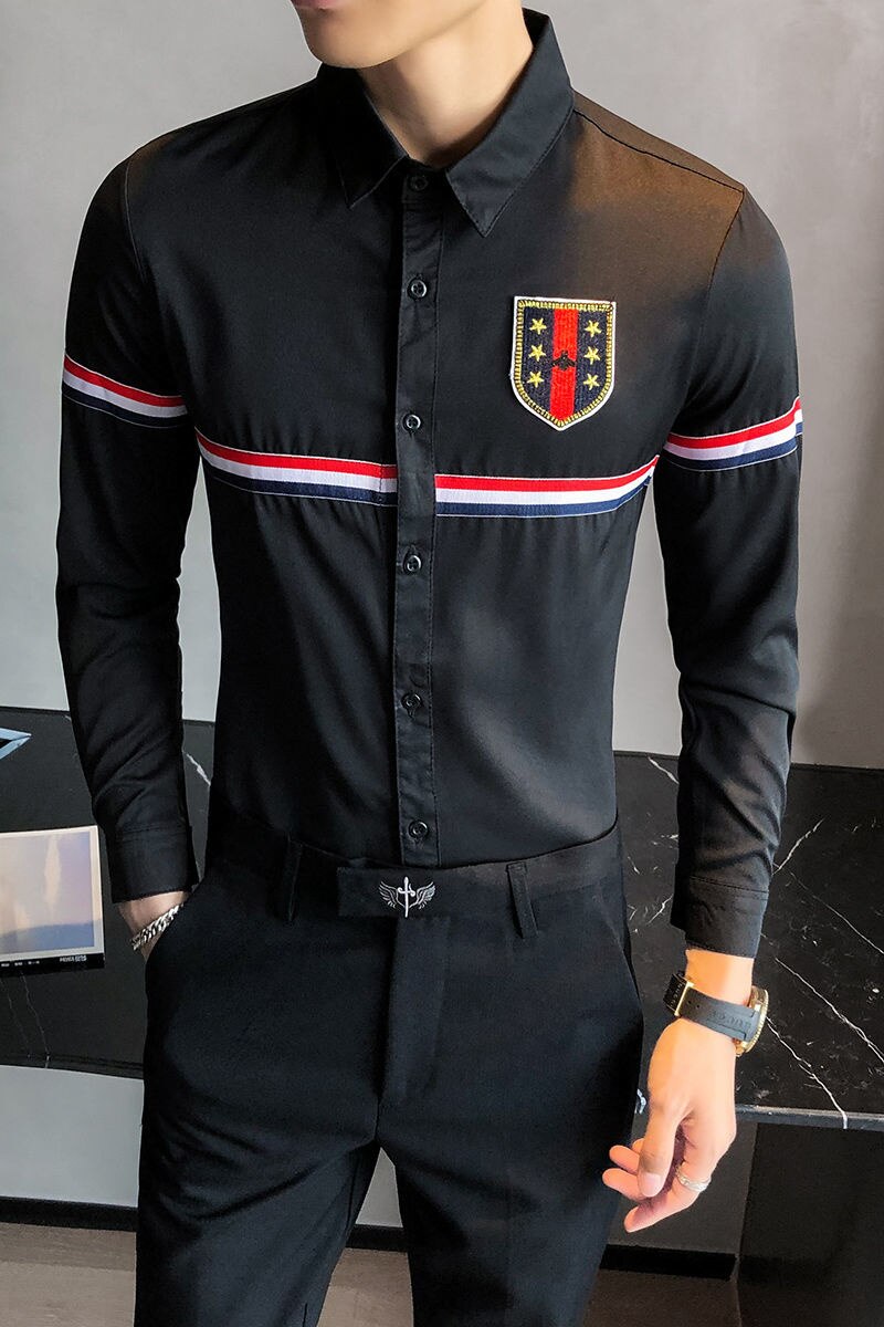 British Style Red White Blue Striped Shirt