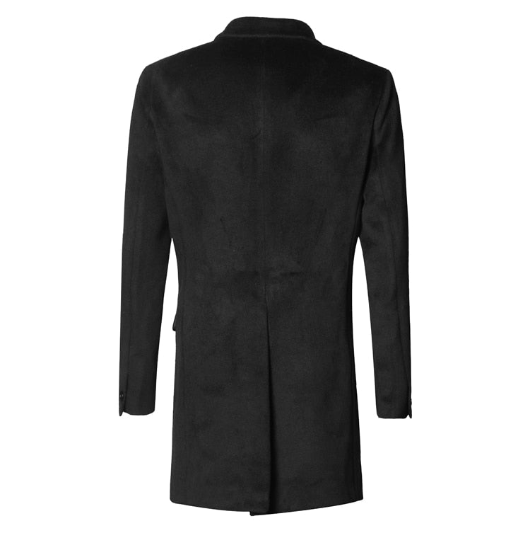 Bold Black British Style Black Long Cashmere Woolen Men Overcoat - FanFreakz