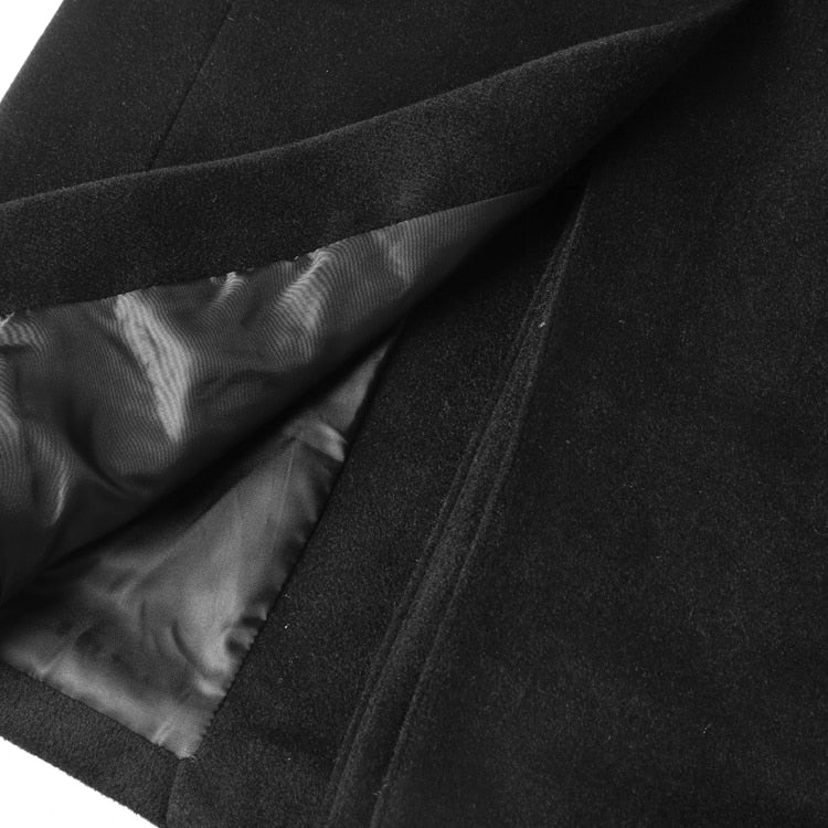 Bold Black British Style Black Long Cashmere Woolen Men Overcoat - FanFreakz