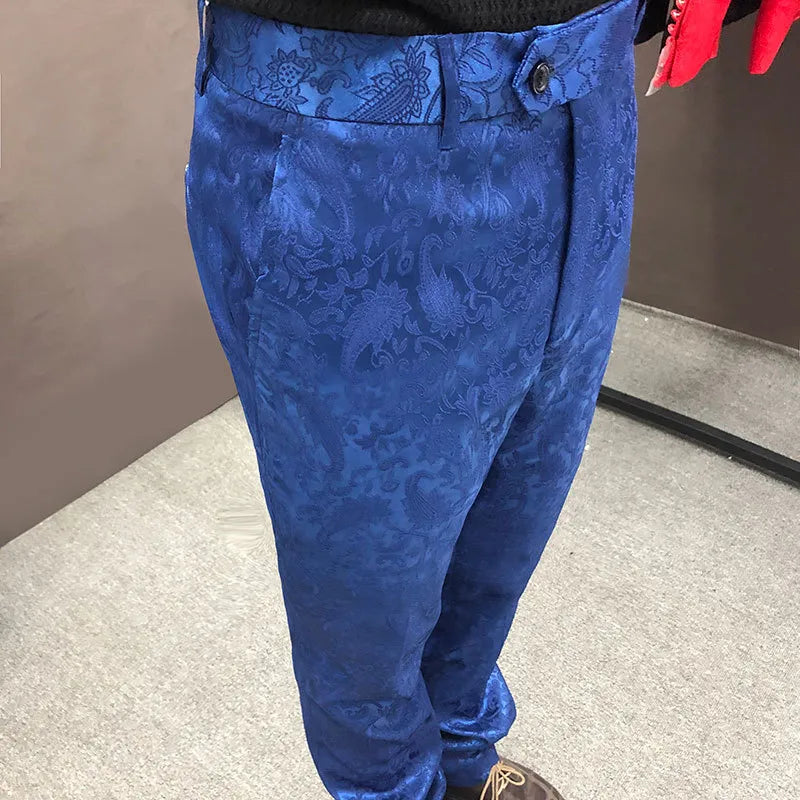 Jacquard Pattern Polyester Trousers