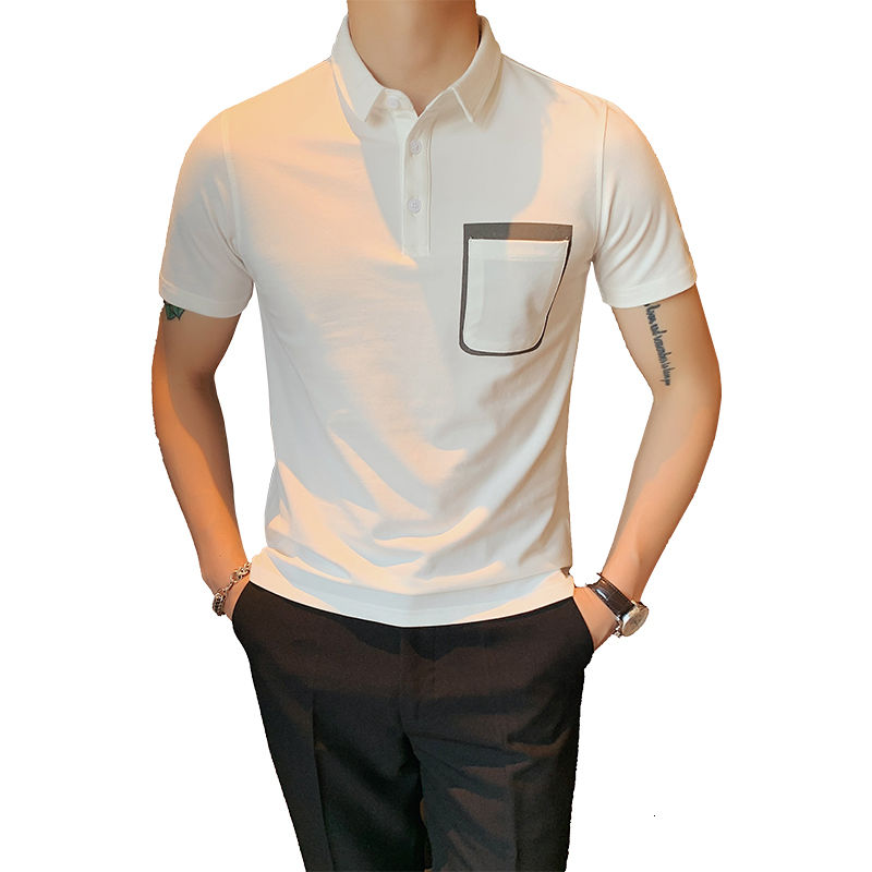 Overlapping Pocket Color Style Polo Shirt