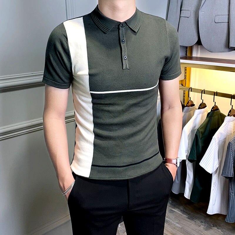 Offset White Line Decorated Polo Shirt