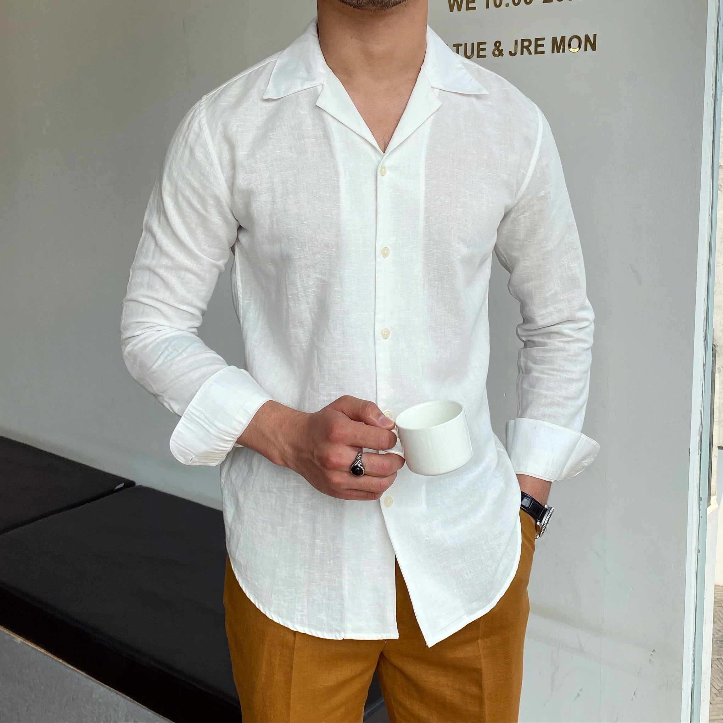 Camisa de estilo británico de negocios de color liso