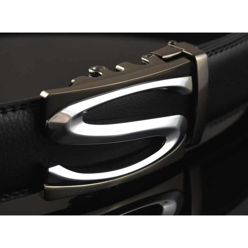 Ceinture automatique pour hommes avec boucle en métal et motif en S