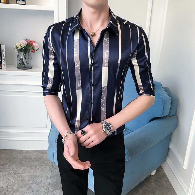 Artsy Chemise à rayures verticales douces pour hommes