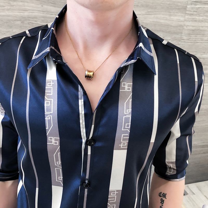 Artsy Chemise à rayures verticales douces pour hommes