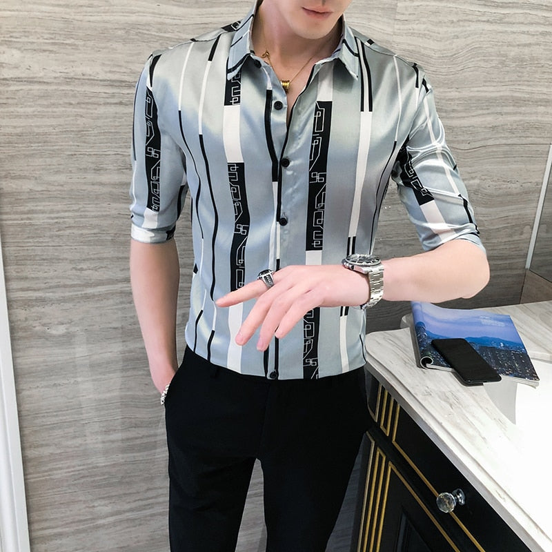 Artsy Chemise à rayures verticales douces pour hommes