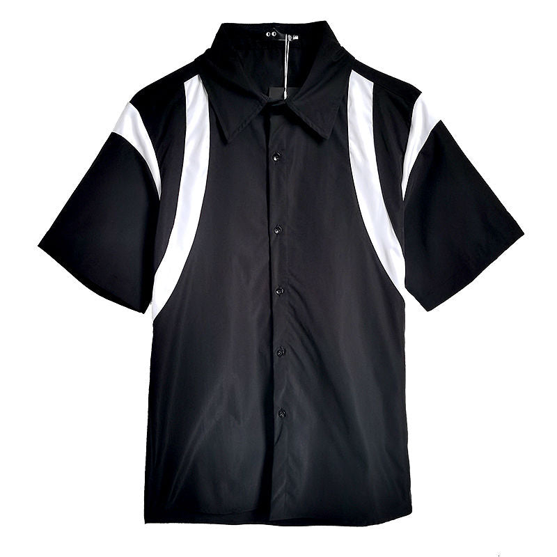 Simple Contrast Color Style Short-sleeve Shirt