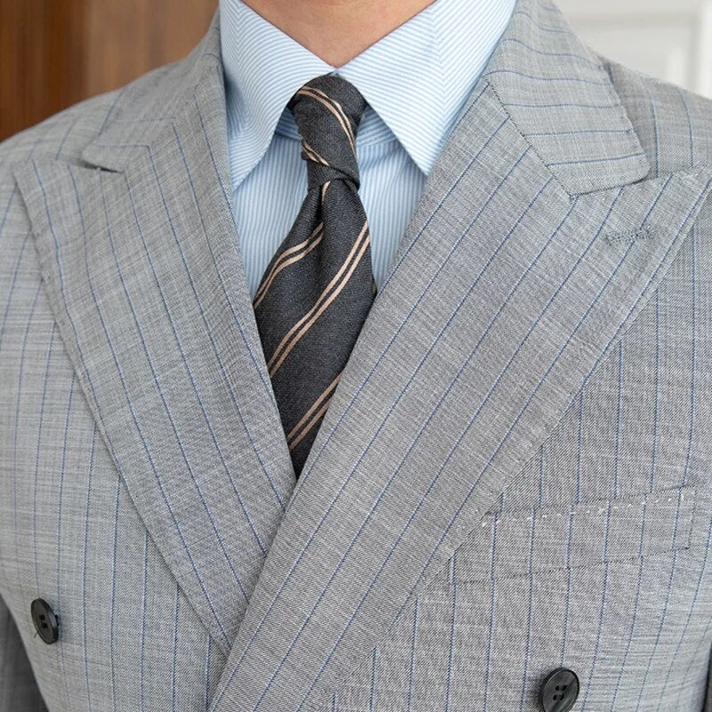 Casual Double Breasted Striped Blazer