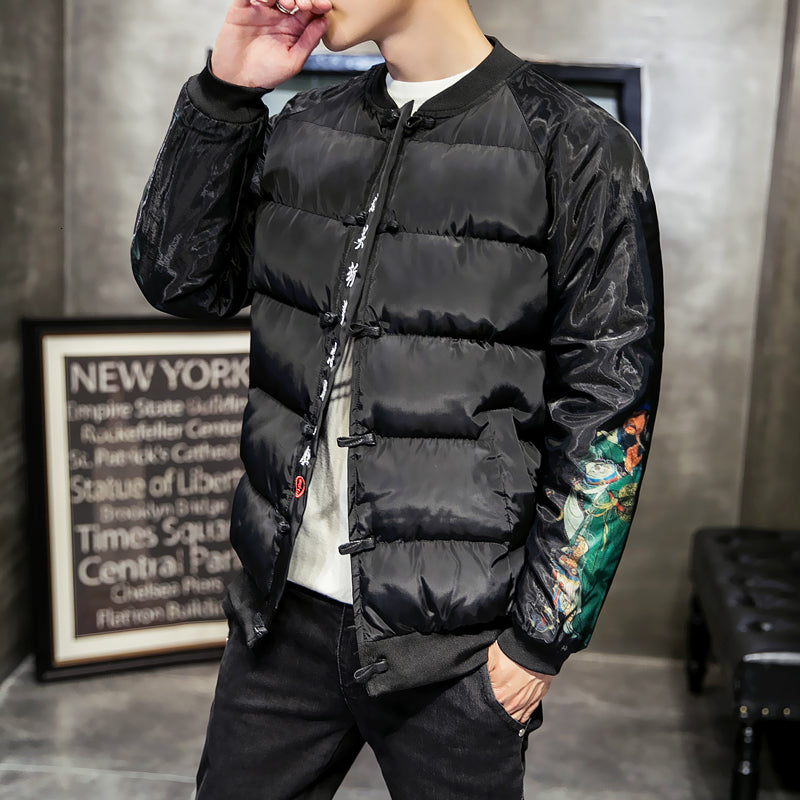 Black Casual Padded Chinese Style Men Jacket