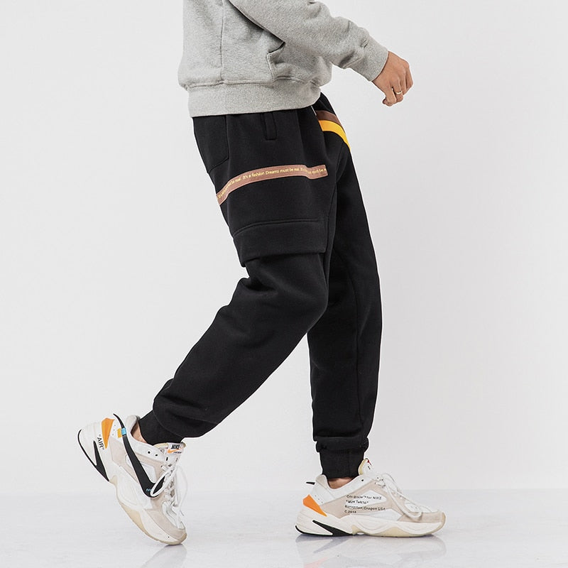 Casual Stripe Thick Jogger Hip Hop Style Men Pants